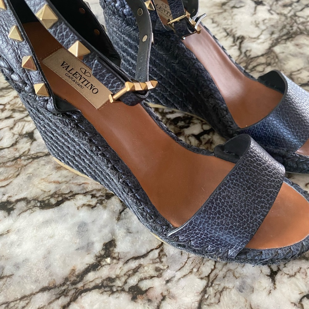 Valentino Rock Stud Wedge Espridilles